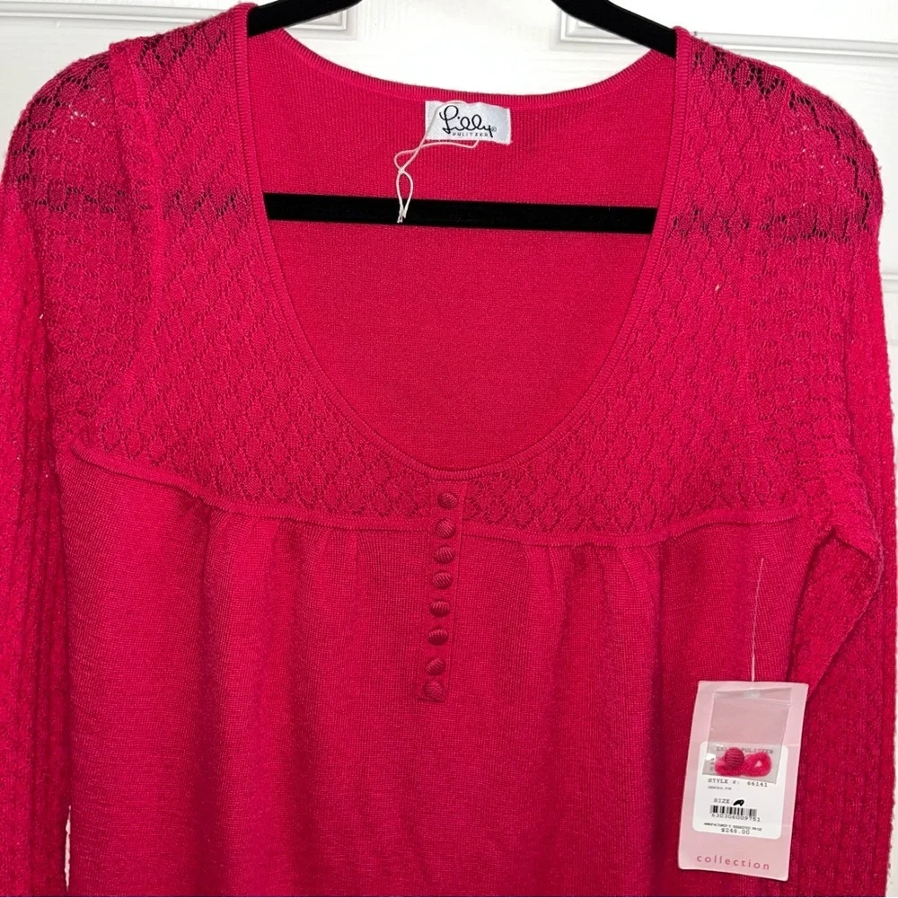 Lilly Pulitzer Alessandra dark pink fuchsia knit sweater dress new nwt large L - Picture 3 of 10